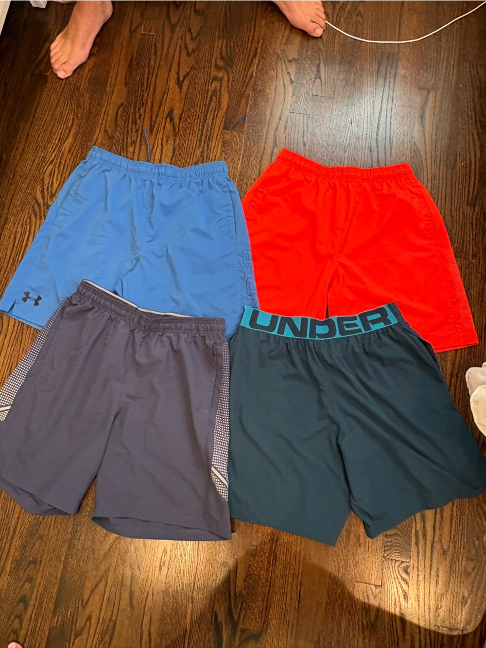 Under Armour Men's Athletic Shorts Bundle - Blue, Orange, Grey and Navy